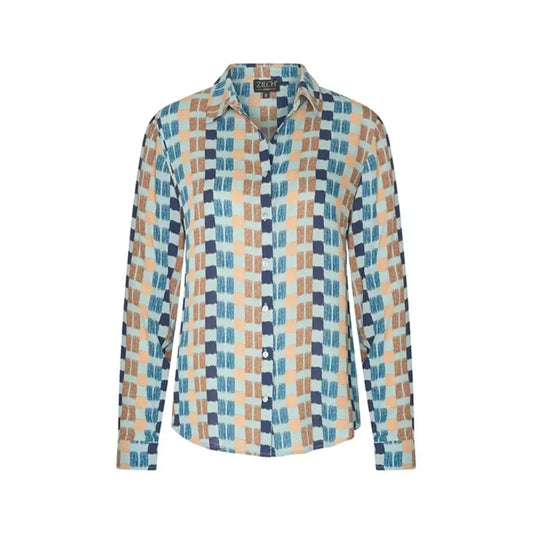 Zilch Abstract Sage Printed Blouse