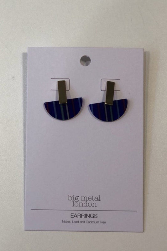 Big Metal London Carine Stripe Resin Half Disc Earrings