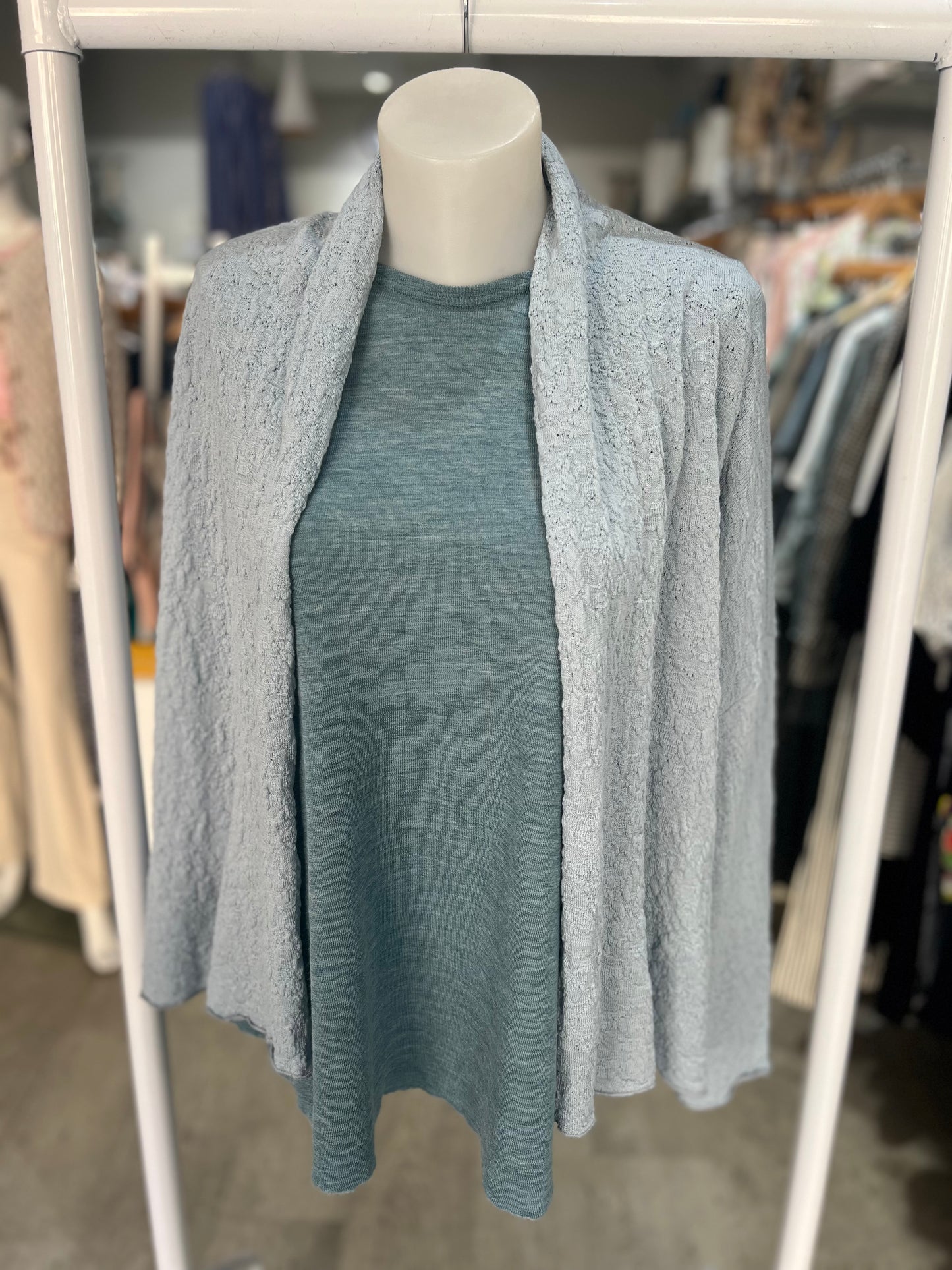 By Basics Merino Blue Mist Cardigan