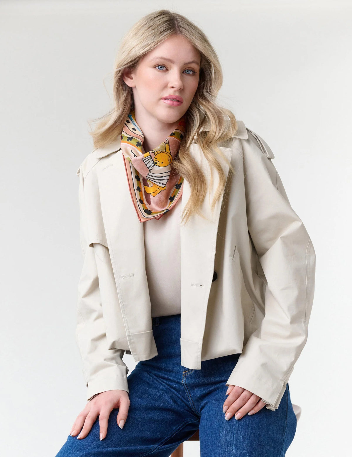 Fraas Silk Teddy Bear Neckerchief Scarf