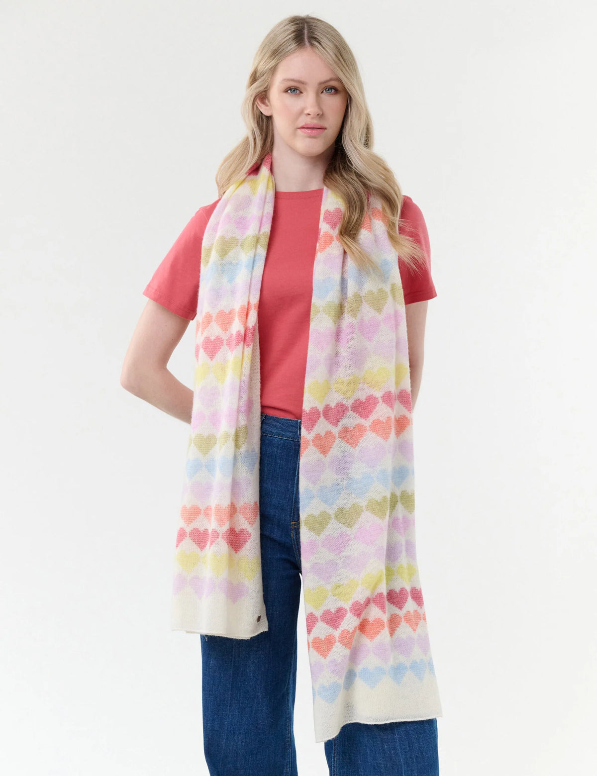 Fraas Virgin Wool Hearts Scarf