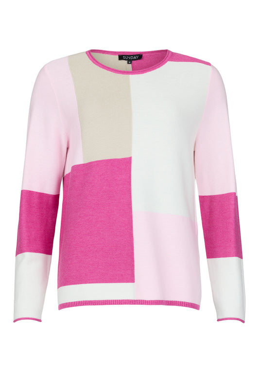 Sunday Colour Block Jumper - Pale Rose