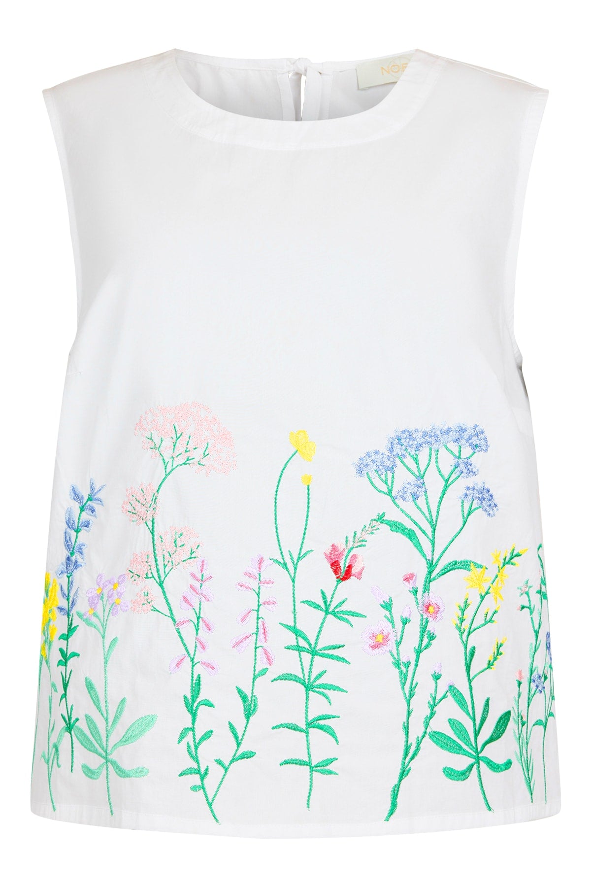 Noen Embroidered White Shell Top