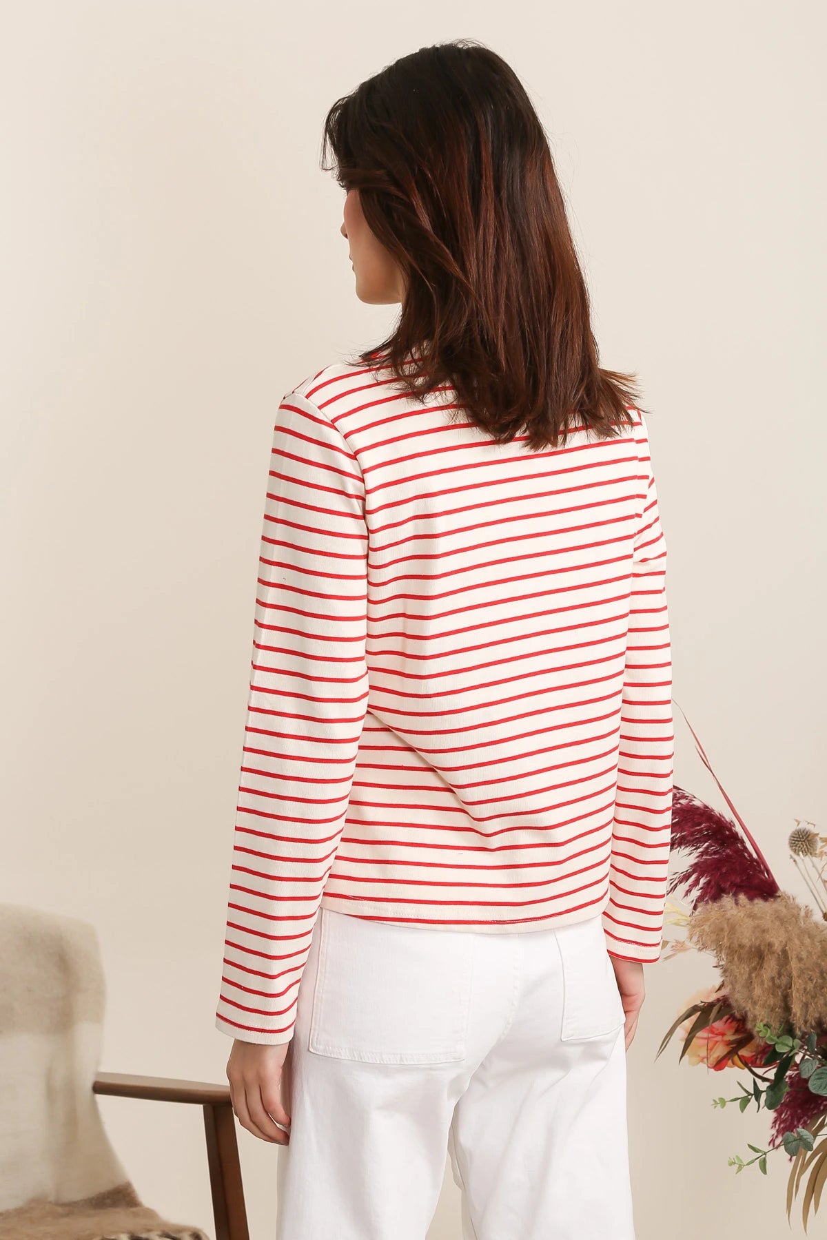 Daphnea Striped Long Sleeve Top