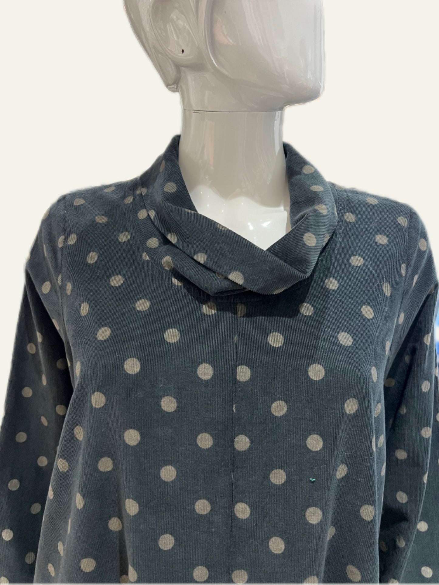 Blueberry Polkadot Black Cowl Neck Dress