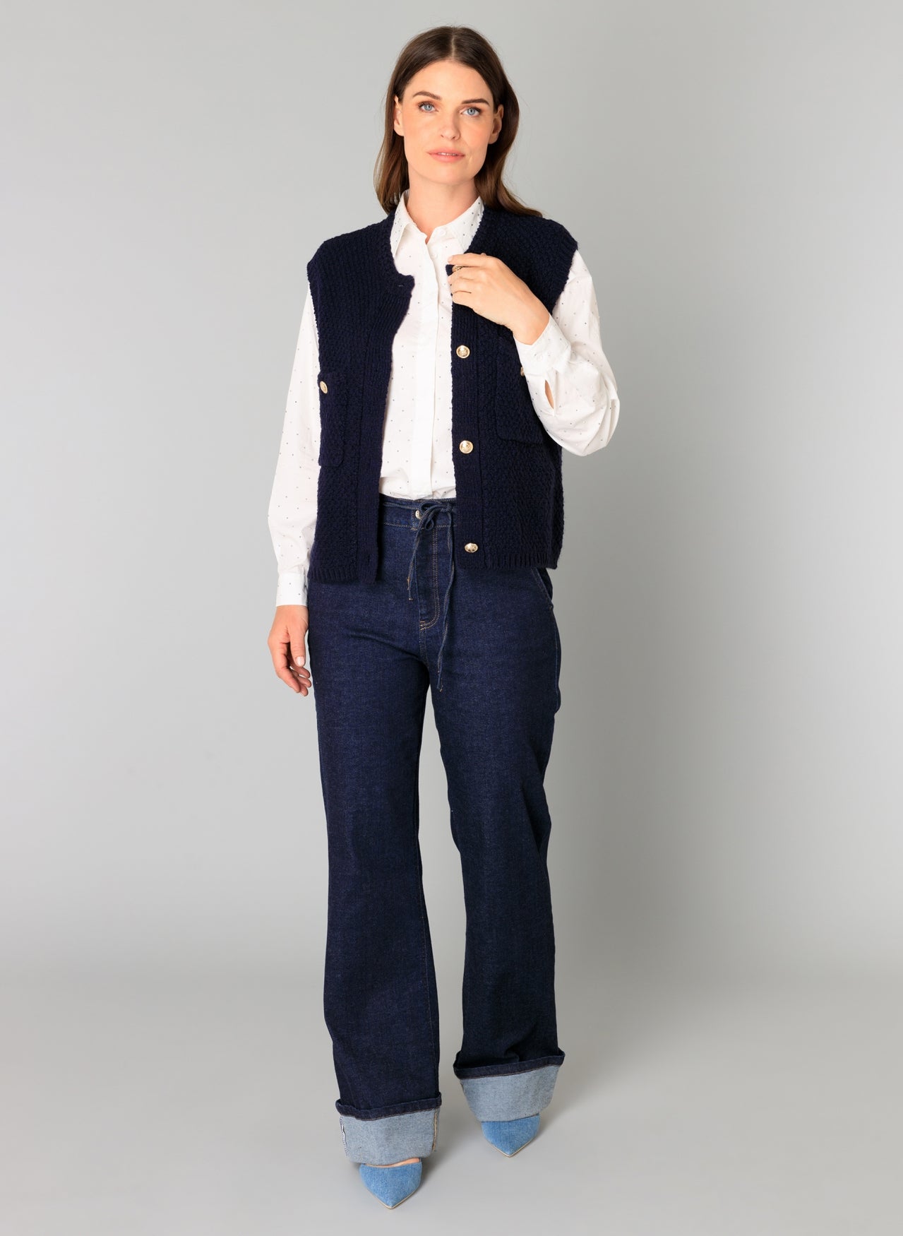 Yest Brenda Navy Knit Vest
