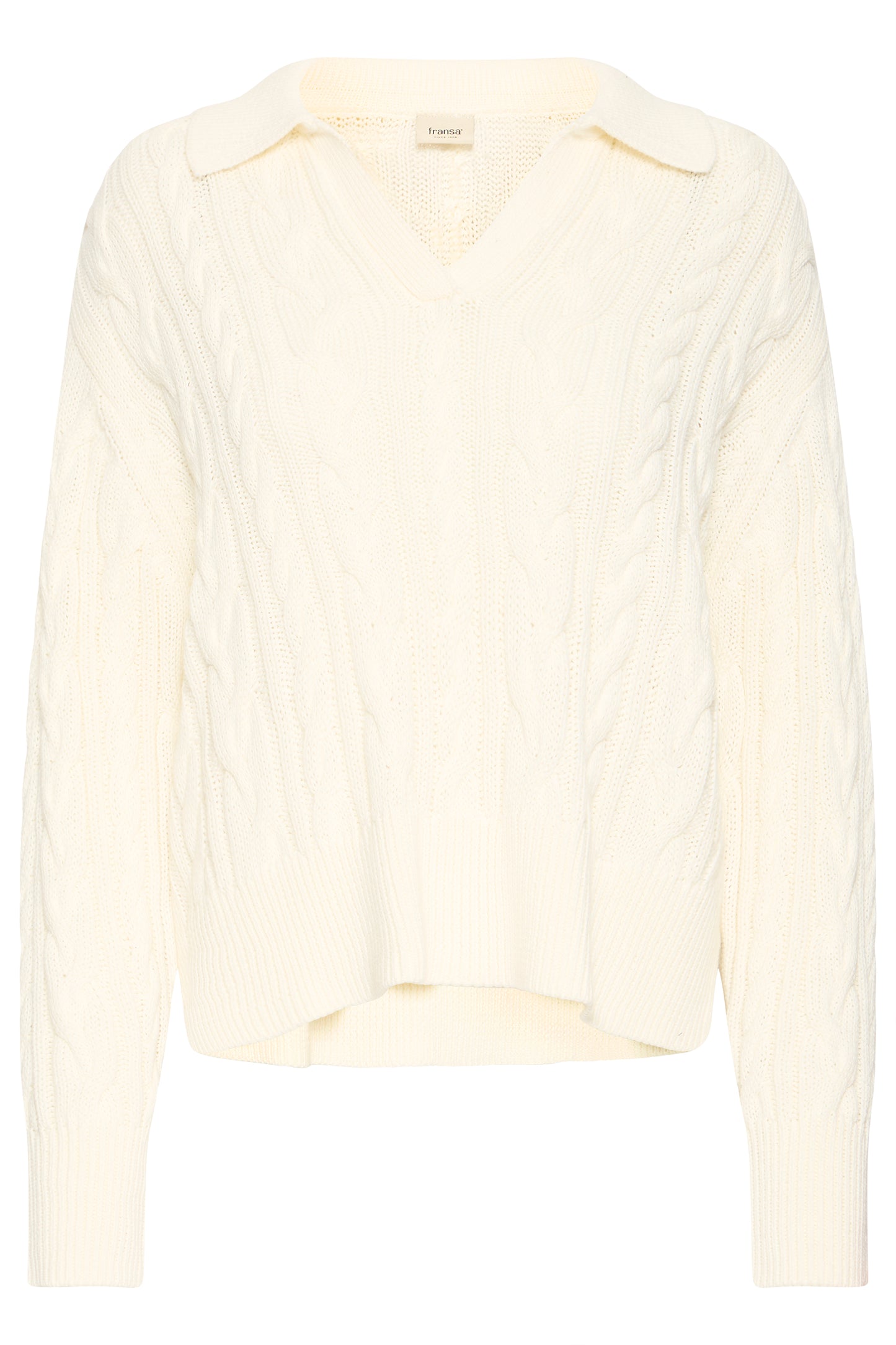 Fransa Vivian Cream Cable Knit Pullover