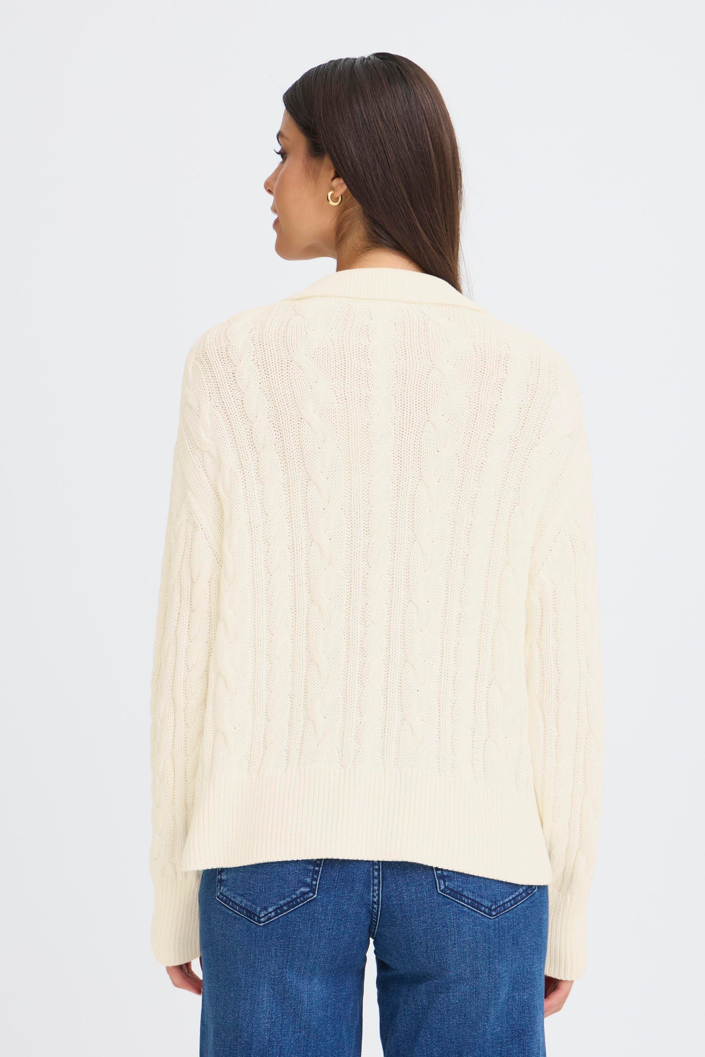 Fransa Vivian Cream Cable Knit Pullover