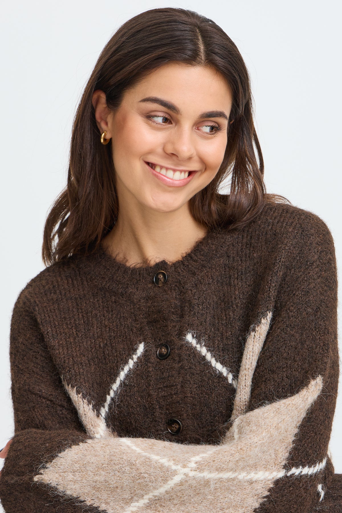 Fransa Charleen Argyle Cardigan