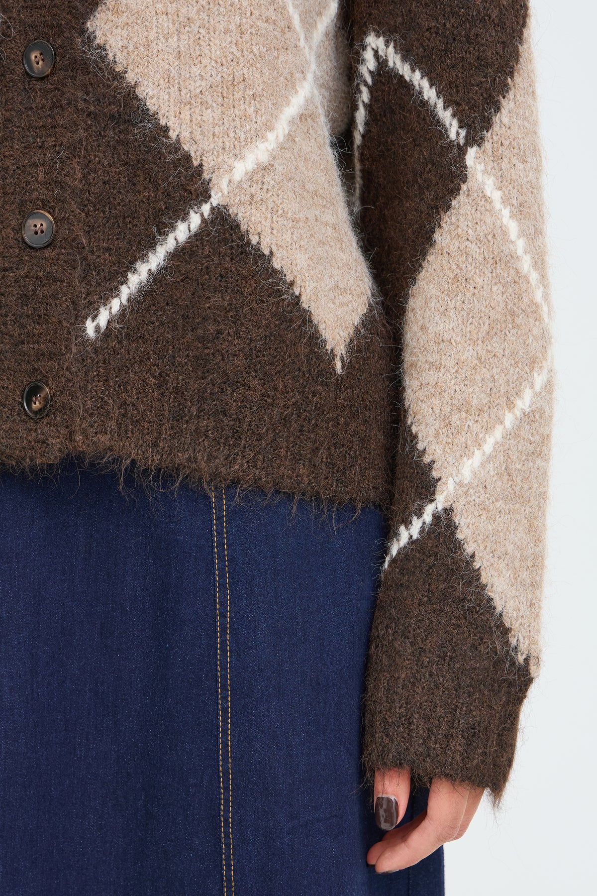 Fransa Charleen Argyle Cardigan