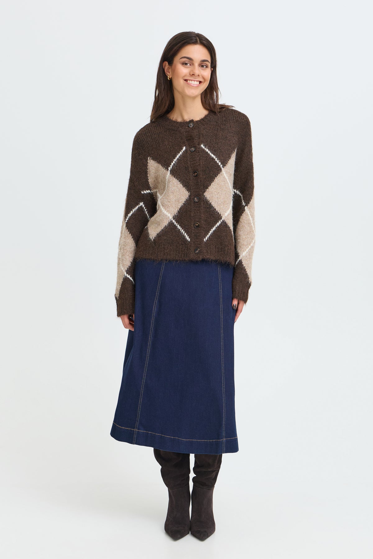 Fransa Charleen Argyle Cardigan