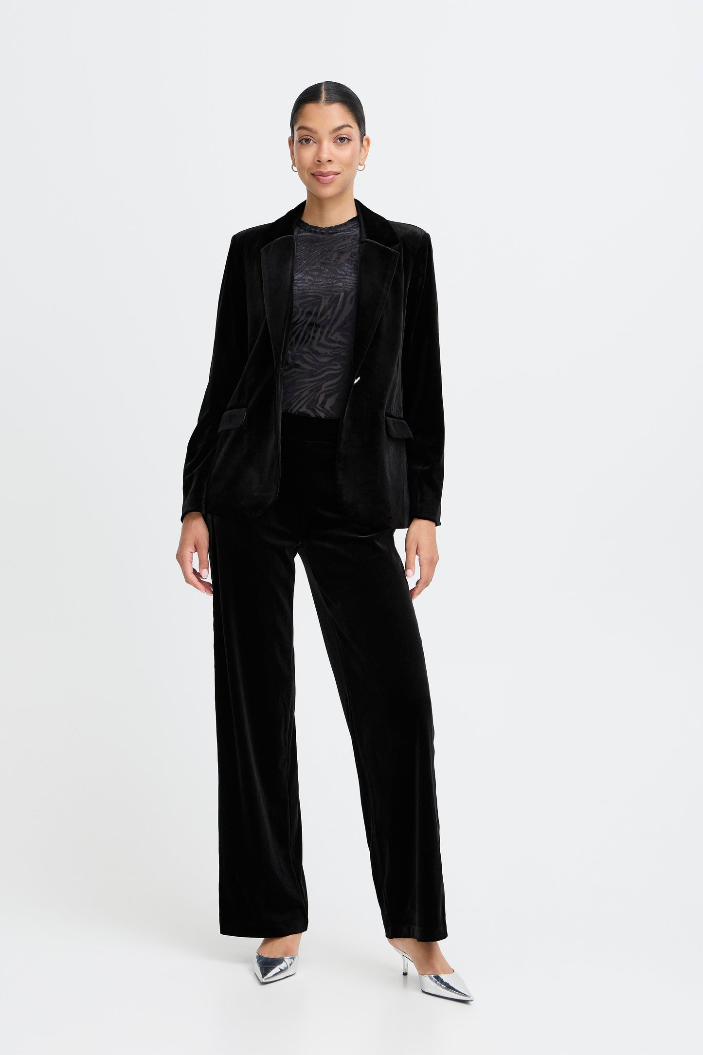 B-Young Perlina Black Velvet Blazer
