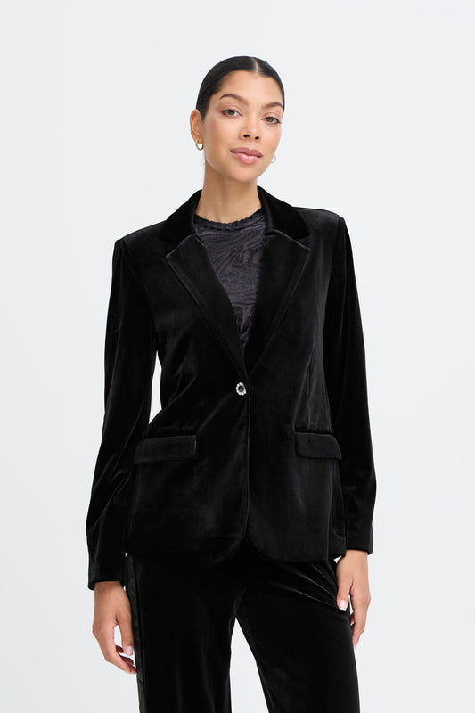B-Young Perlina Black Velvet Blazer