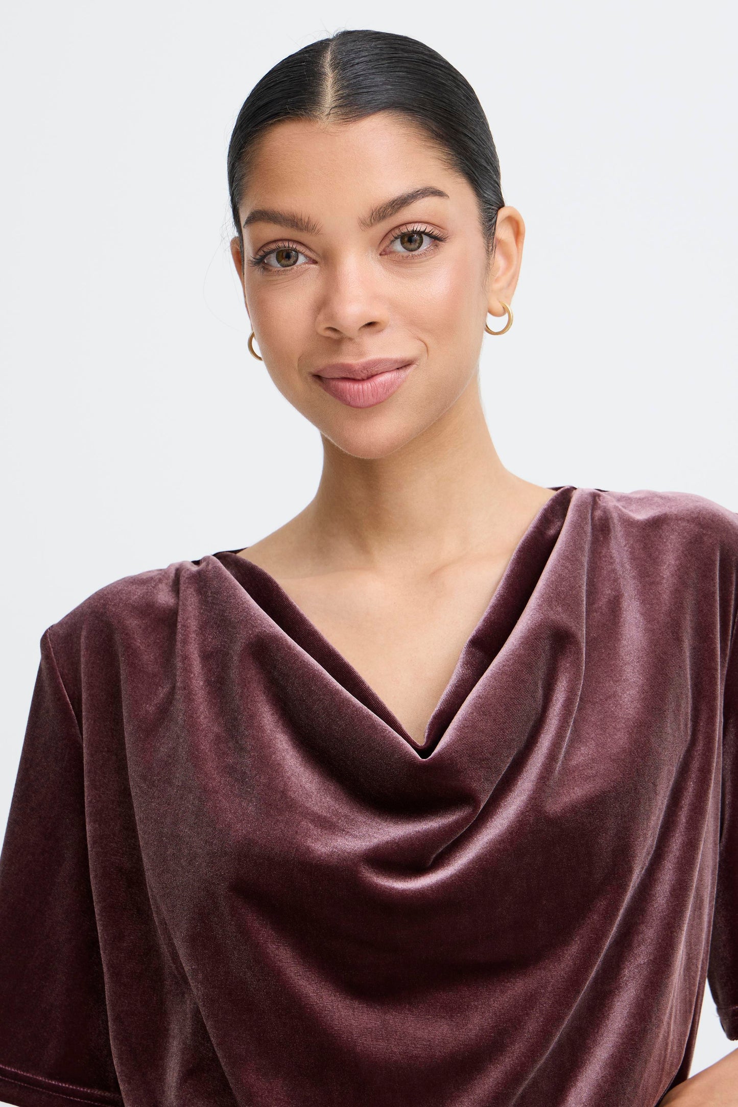 B-Young Perlina Draping Velvet Blouse