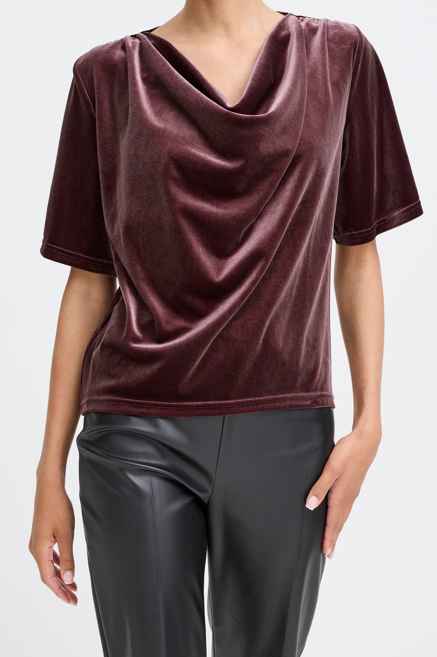 B-Young Perlina Draping Velvet Blouse