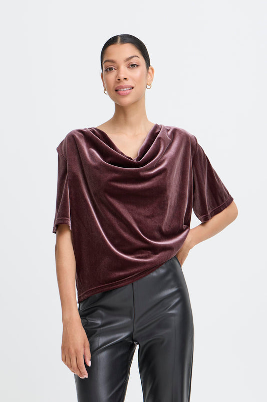 B-Young Perlina Draping Velvet Blouse