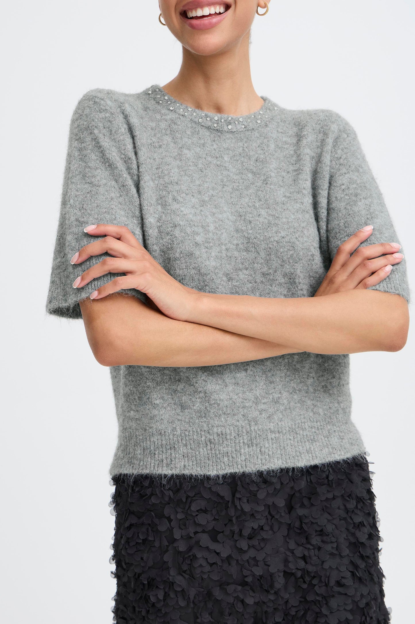B-Young Omea Grey Rhinestone Jumper