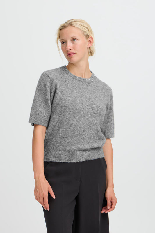 B-Young Omea Grey Rhinestone Jumper