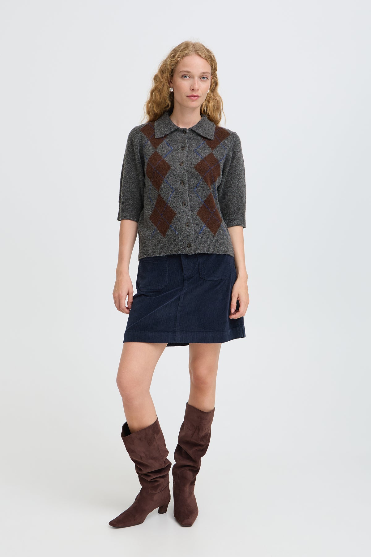 B.Young Ofira Argyle Cardigan