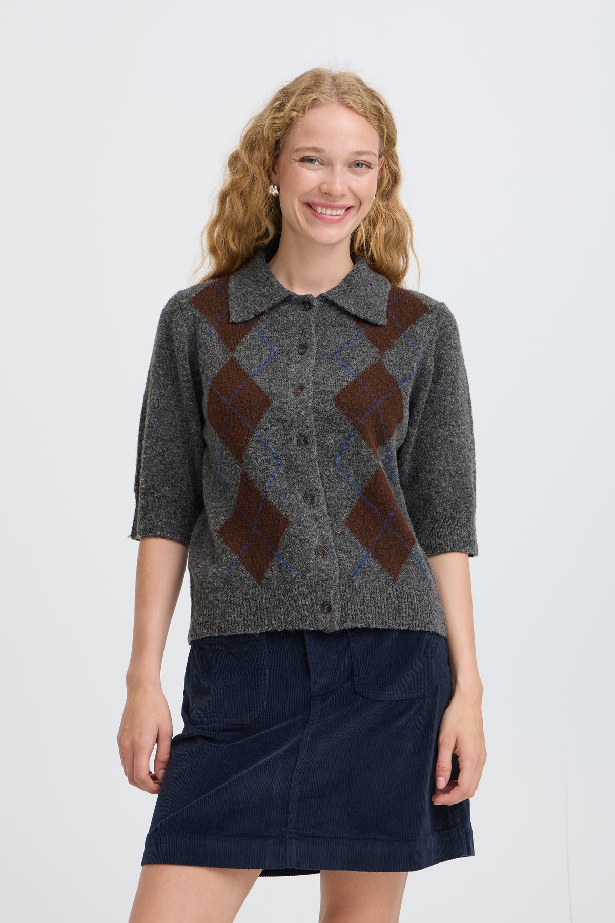 B.Young Ofira Argyle Cardigan