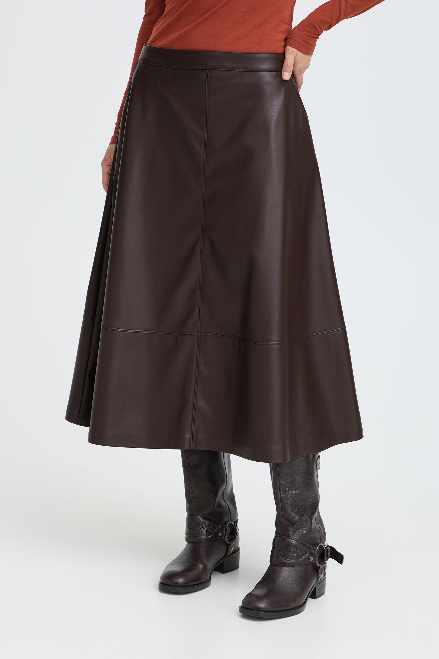 B.Young Daja Faux Leather A-Line Skirt