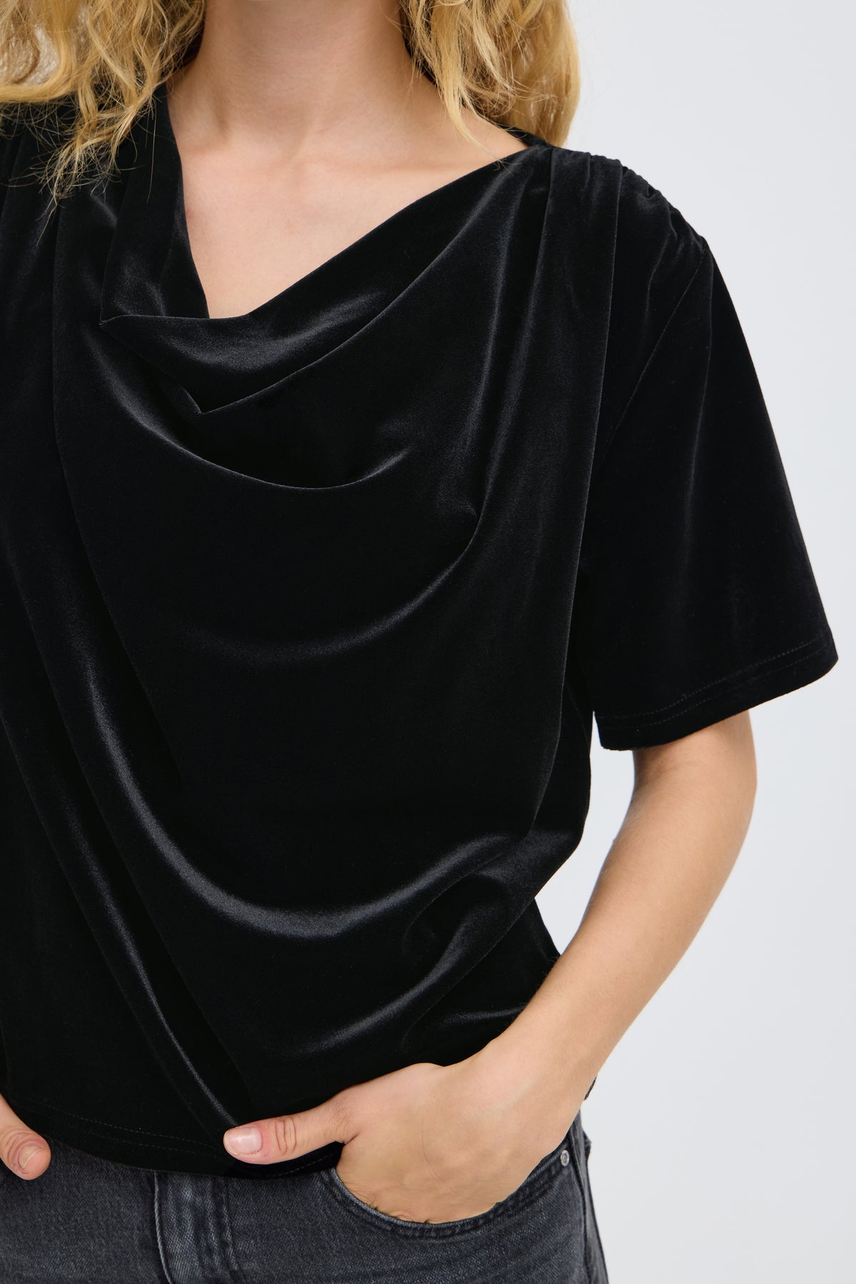 B.Young Perlina Draping Velvet Top