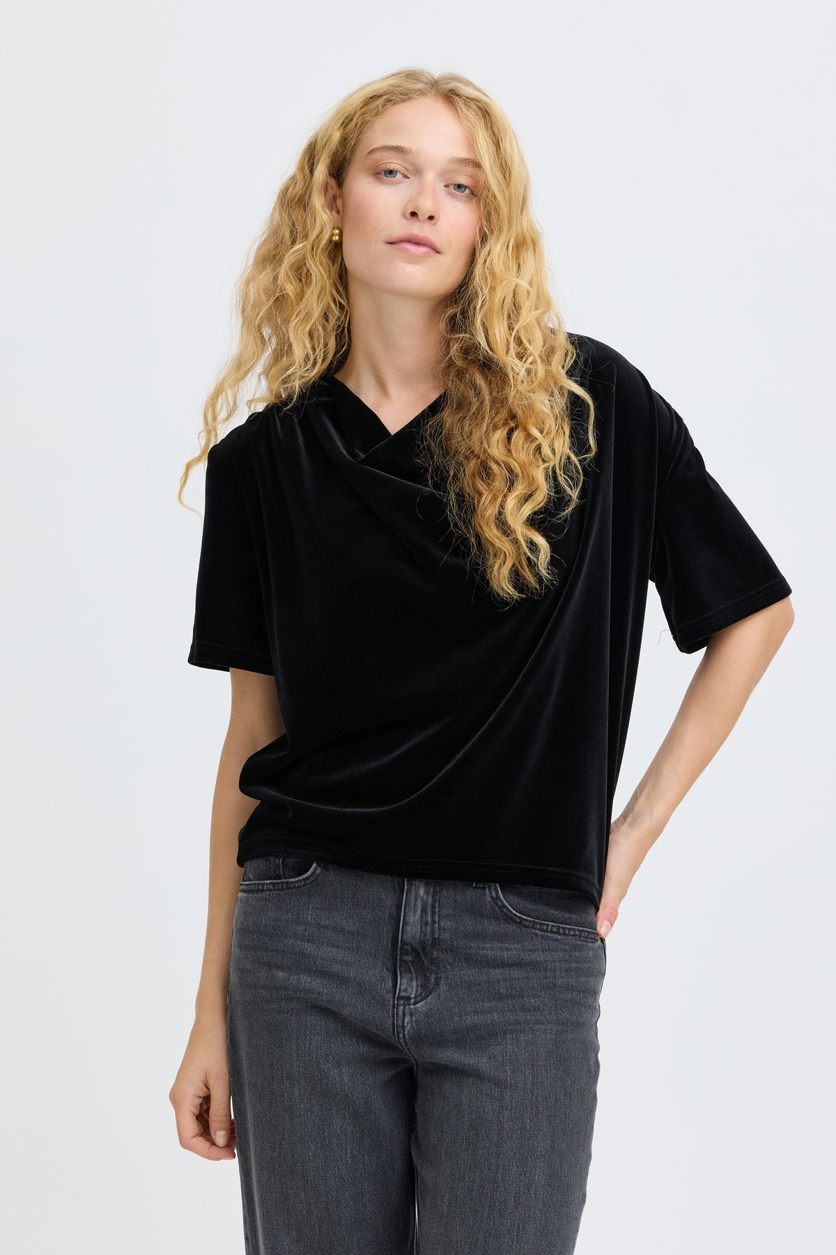 B.Young Perlina Draping Velvet Top