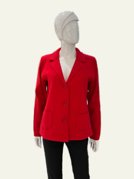 Iodena Boiled Wool Red Jacket/Cardigan