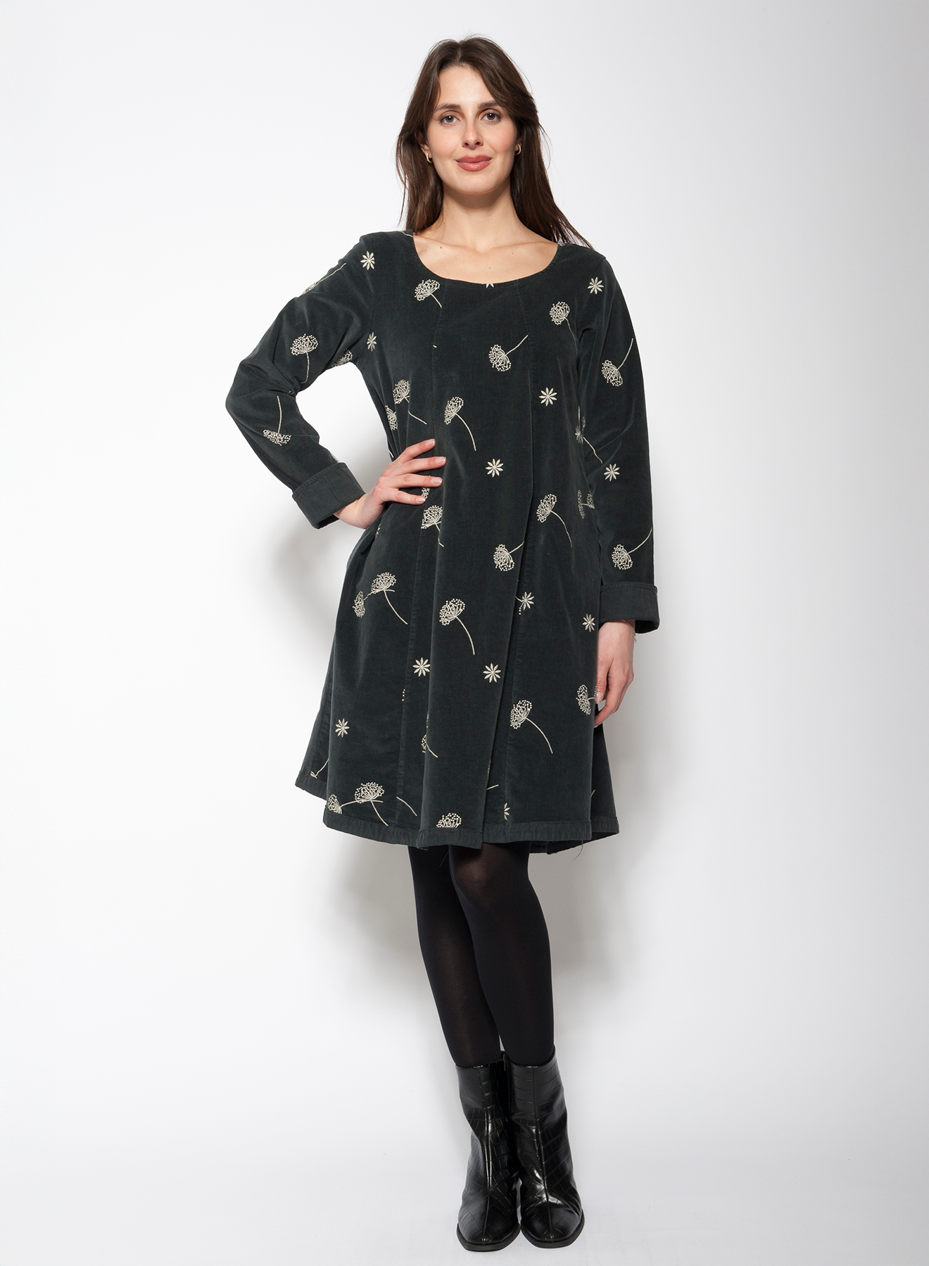 Blueberry Italia Black Embroidered Cord Dress
