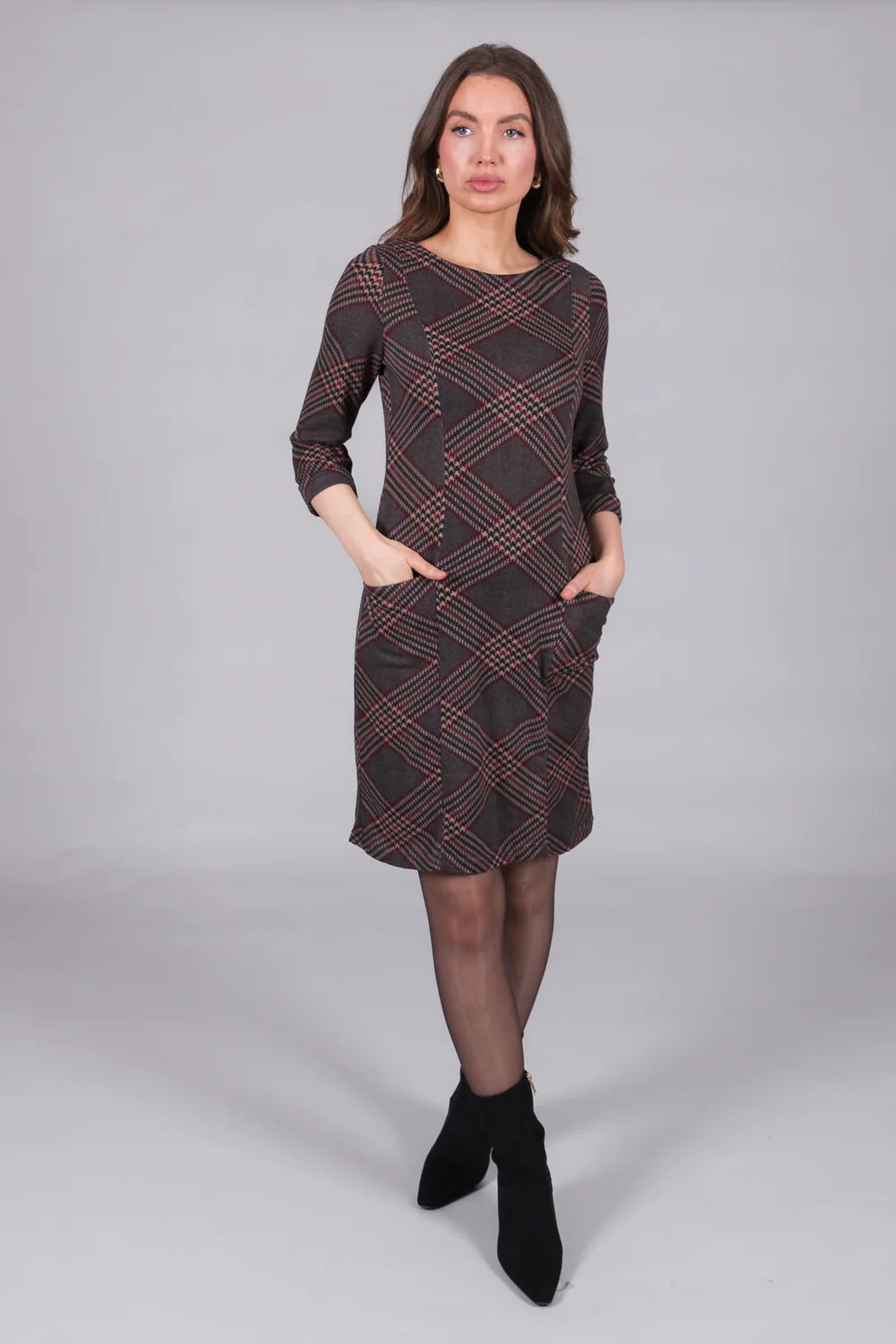 Solo Tartan Jersey Dress with Pockets