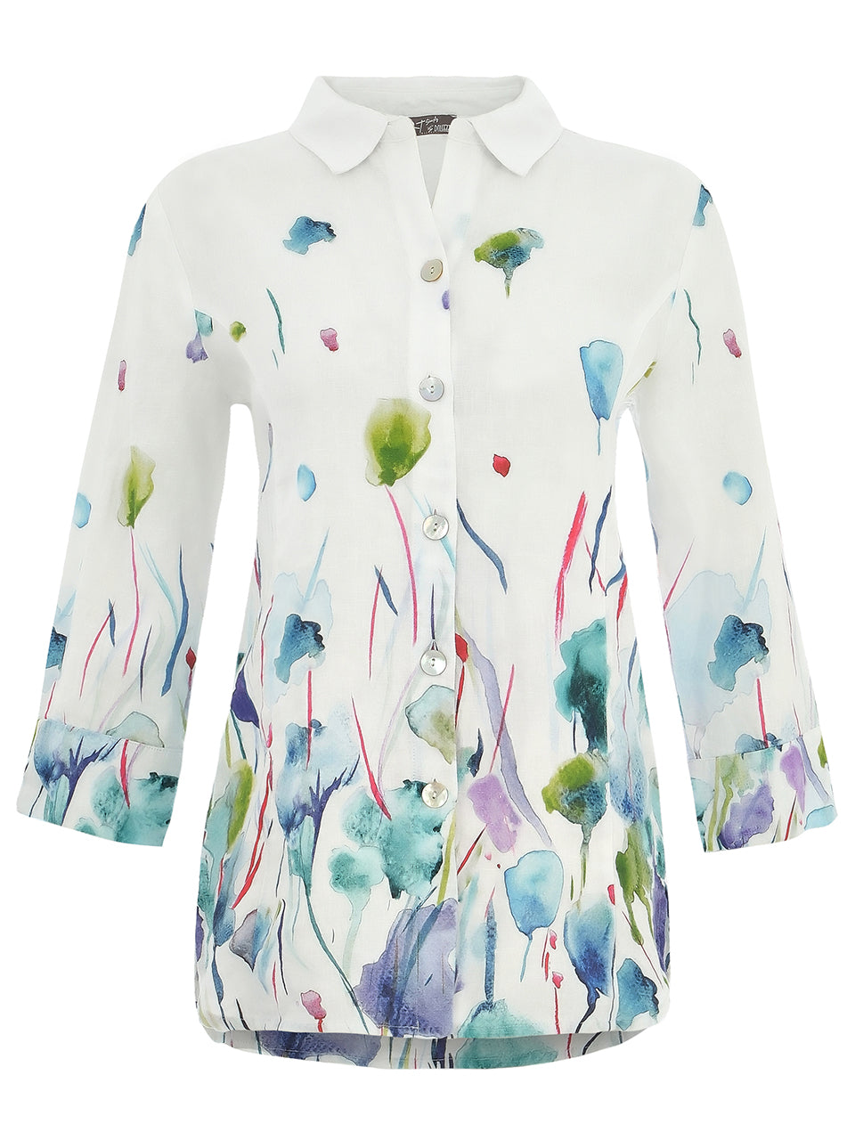 Dolcezza Watercolour Floral Linen Shirt