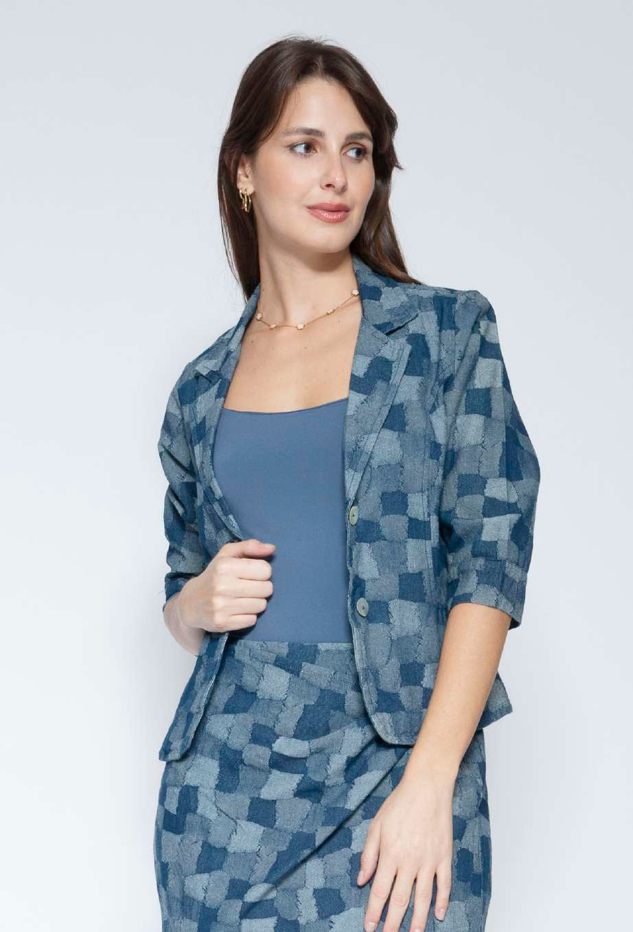 Blueberry Italia Denim Patchwork Blazer