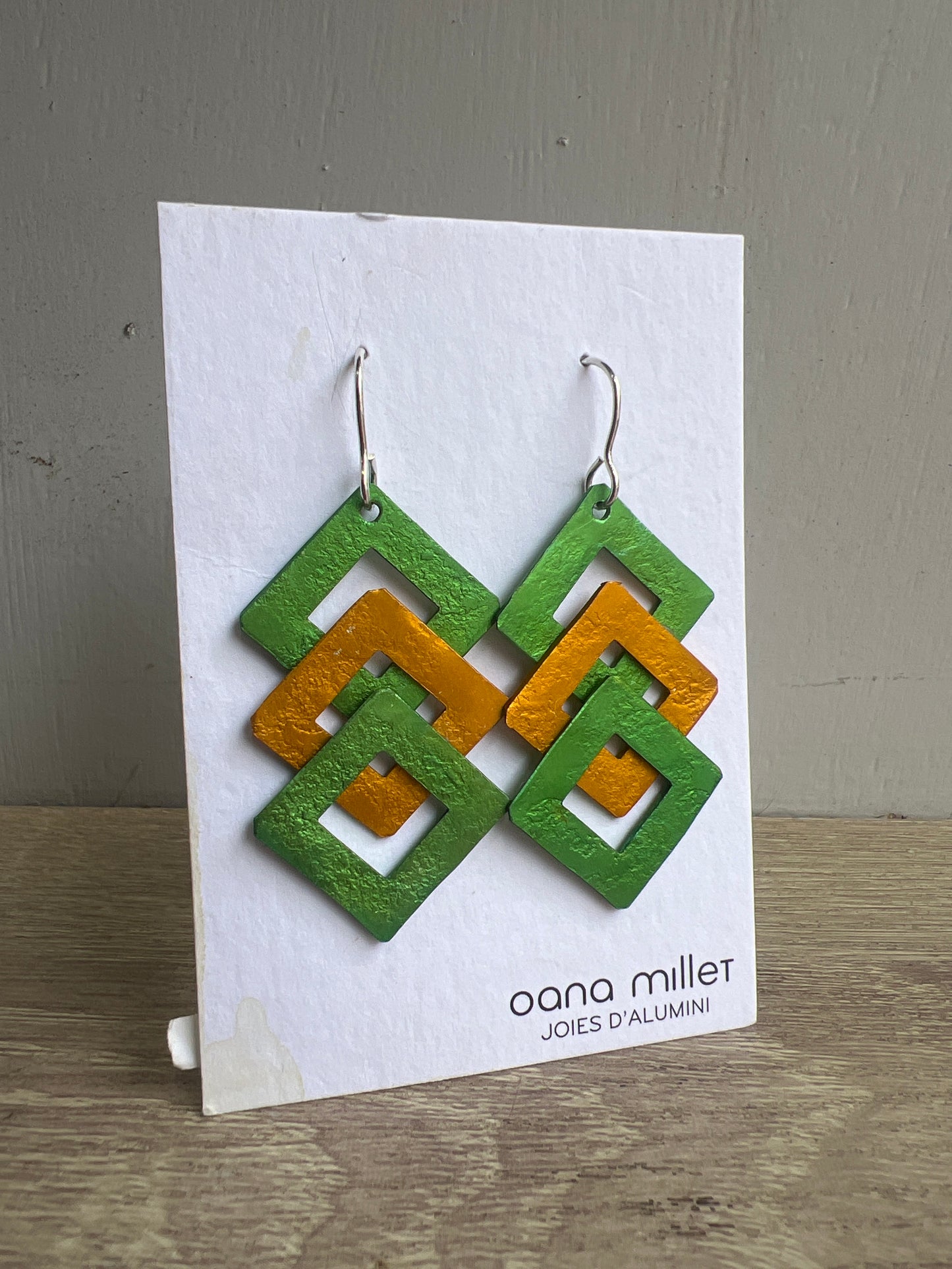 Oana Millet Long Triple Square Earrings