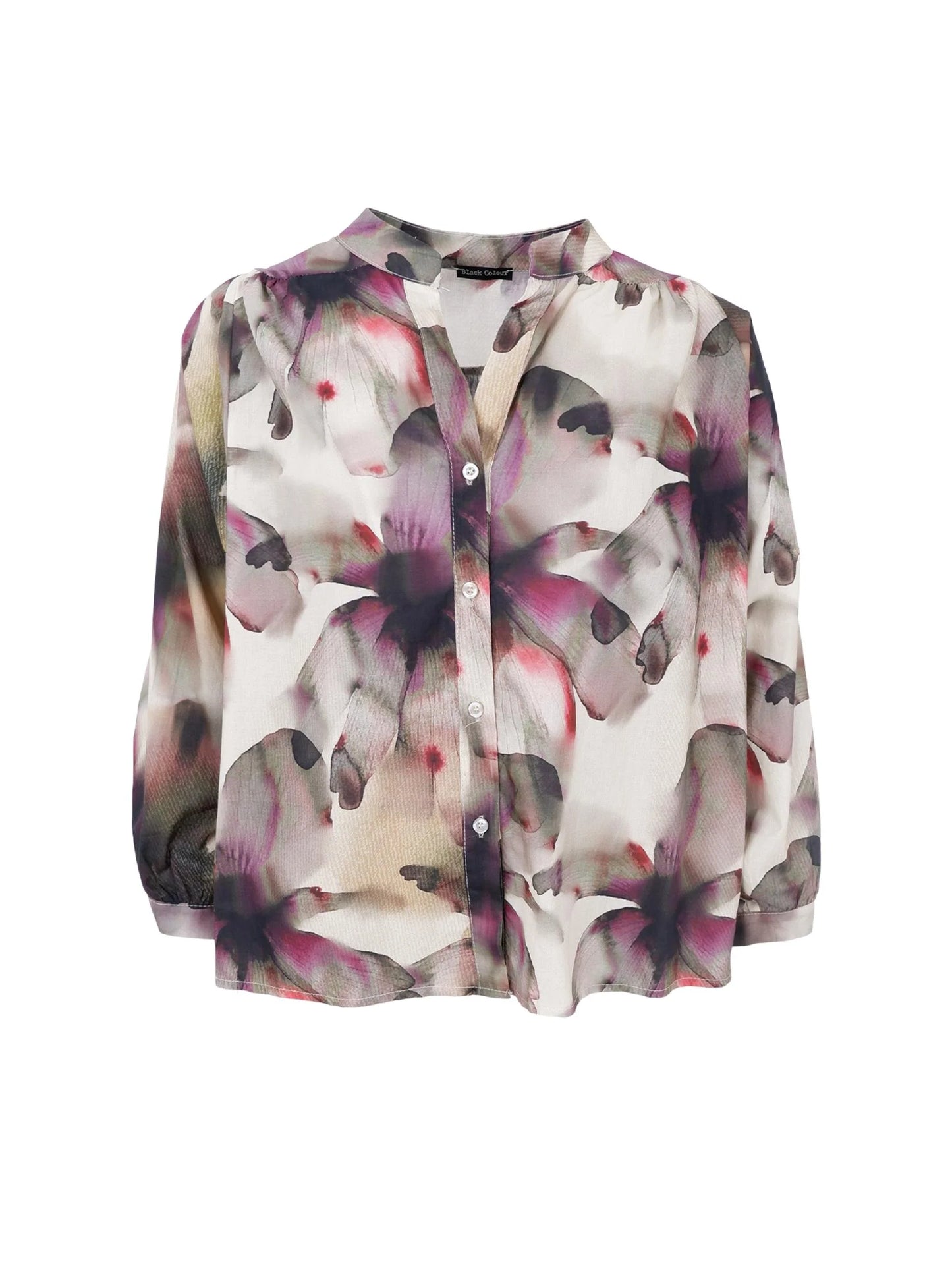Black Colour O/S Filora Plum Flower Blouse