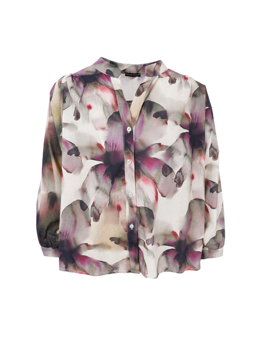 Black Colour O/S Filora Plum Flower Blouse