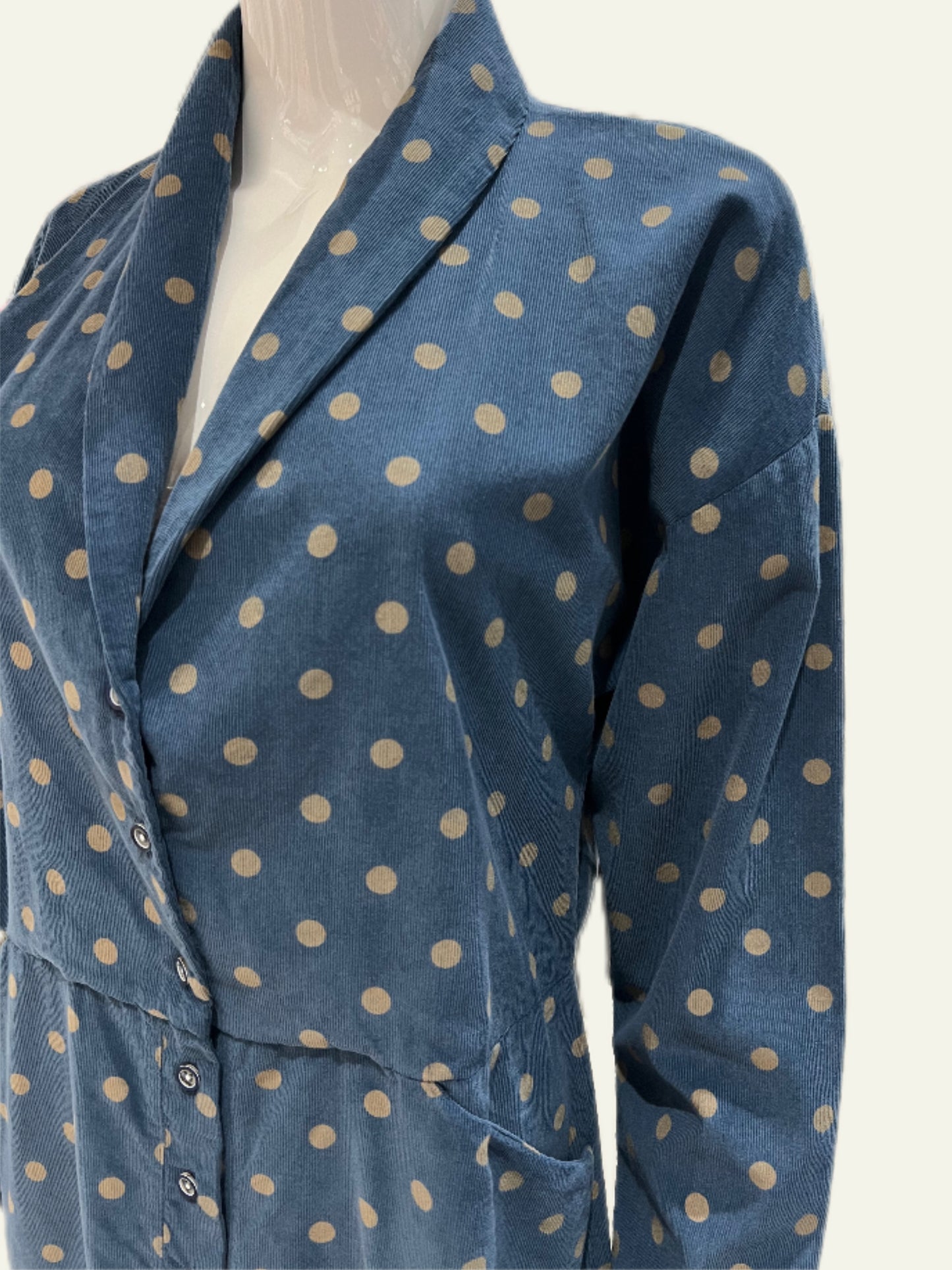 Blueberry Polkadot Cord Navy Dress