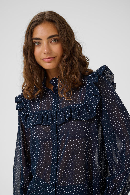 Culture Alita Navy Polka Dot Shirt