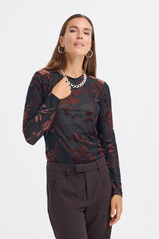 Pulz Felina Velvet Floral Top