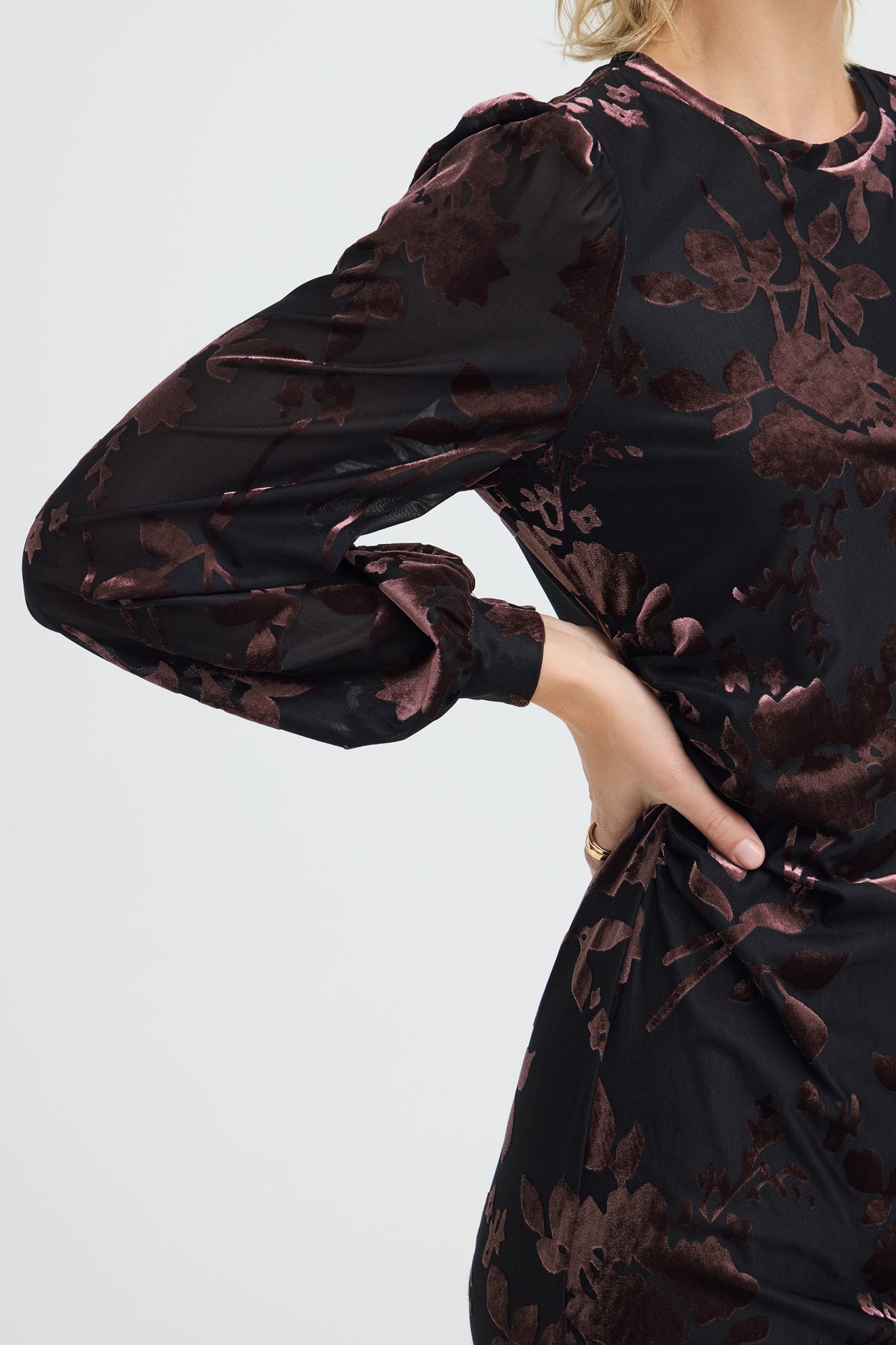 Pulz Felina Velvet Floral Dress