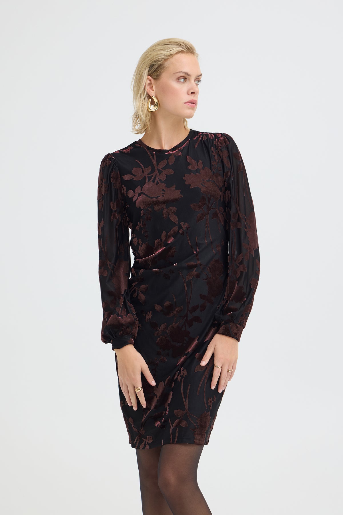 Pulz Felina Velvet Floral Dress