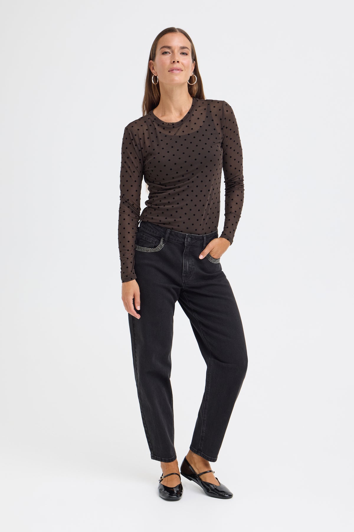 Pulz Fika Dotty Long Sleeved T-Shirt