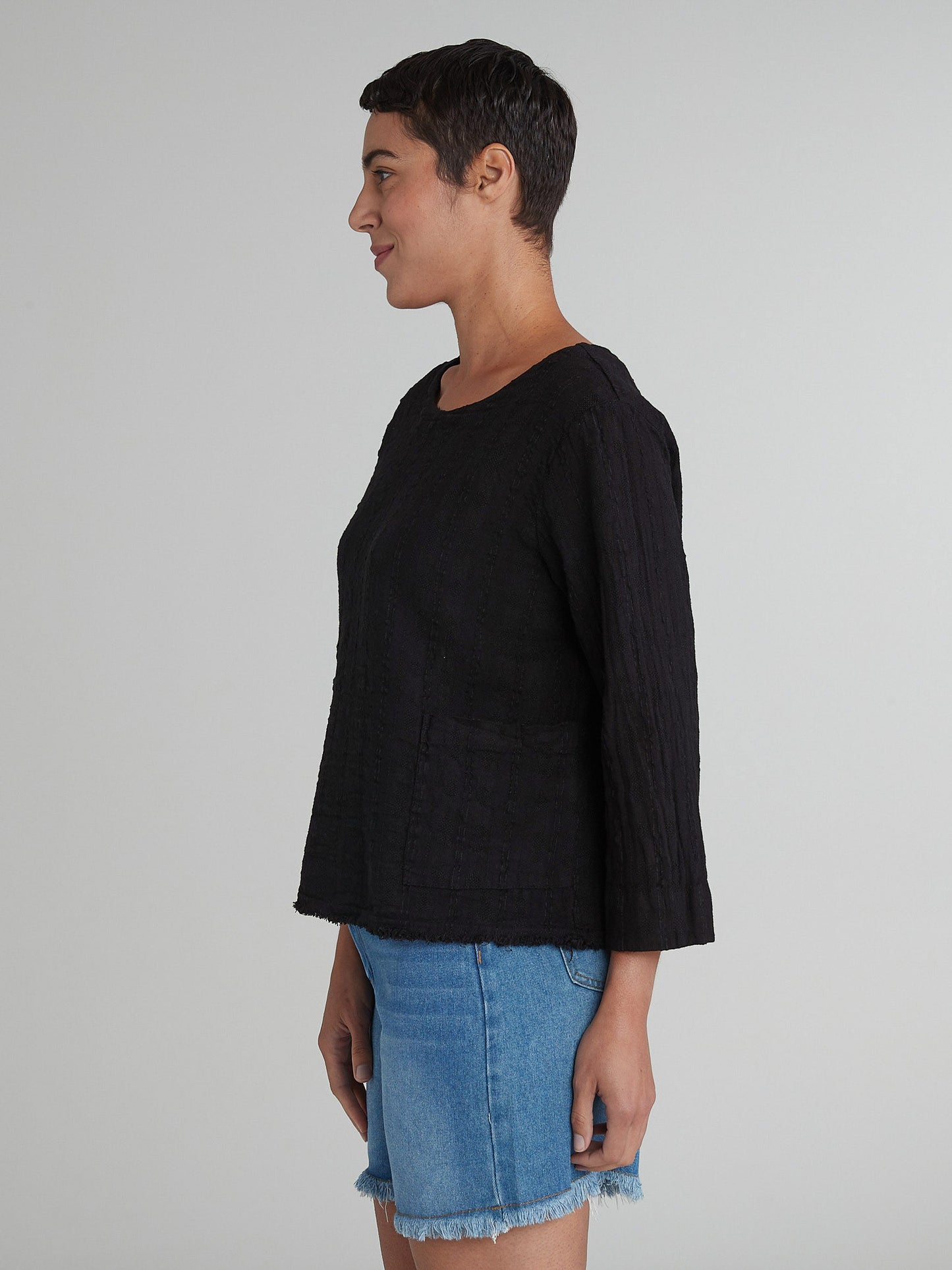 Cut Loose Raw Edge Black Top