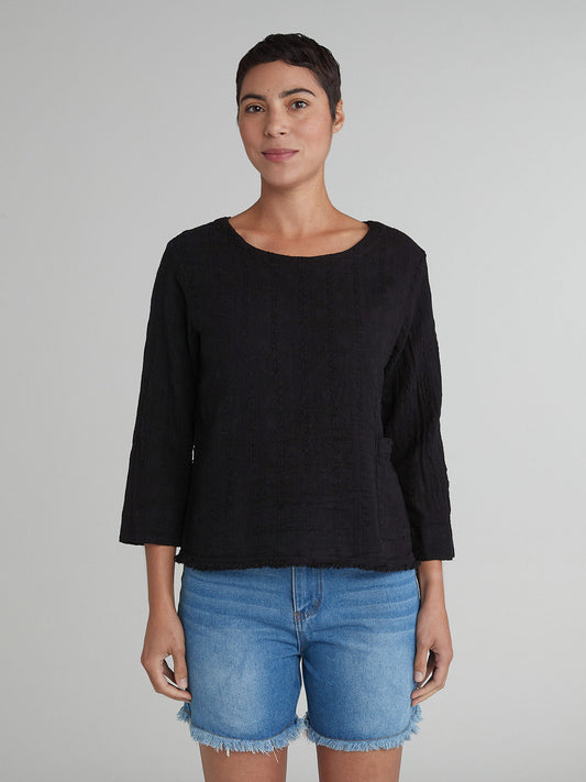 Cut Loose Raw Edge Black Top