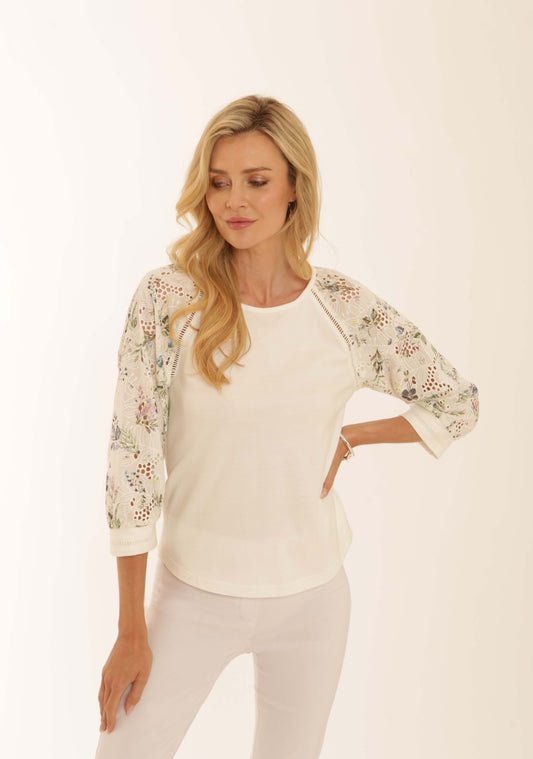 Pomodoro Floral Broiderie Top
