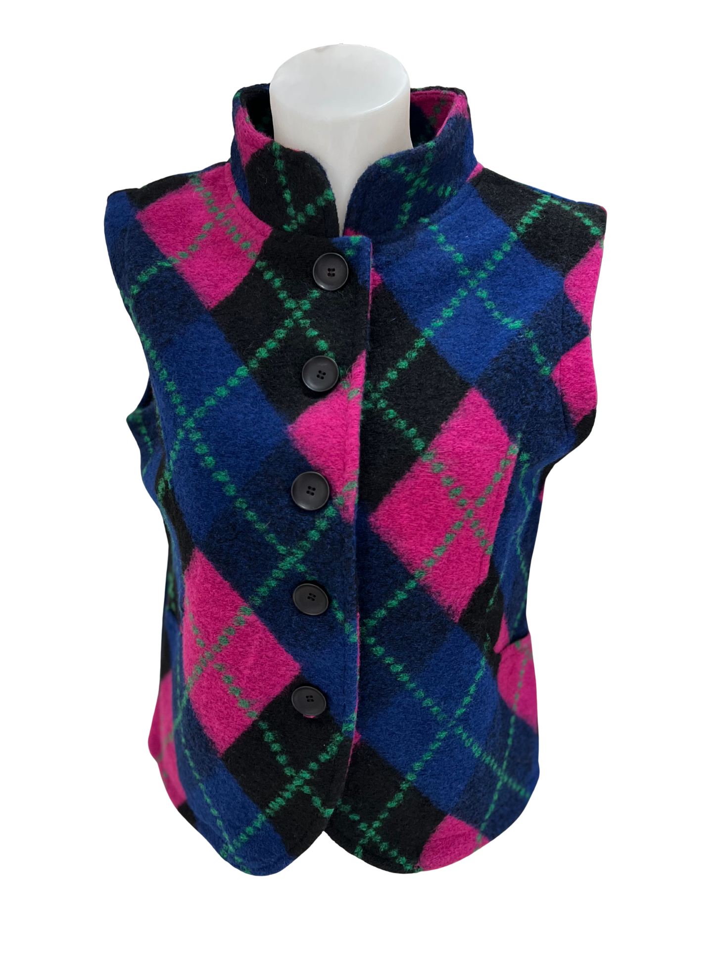 See Saw Plaid High Collar Vest