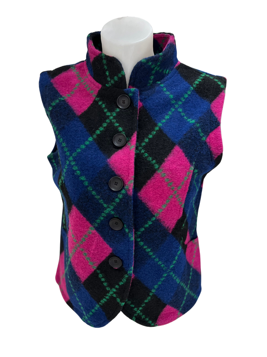 See Saw Plaid High Collar Vest