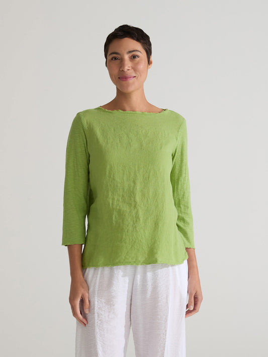 Cut Loose 3/4 Sleeve Linen Combo Top