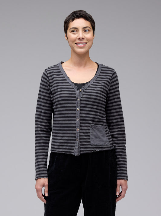Cut Loose Crop Stripe Cardigan