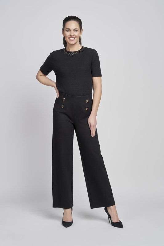Pinns Wide Leg Trousers with Button Detail