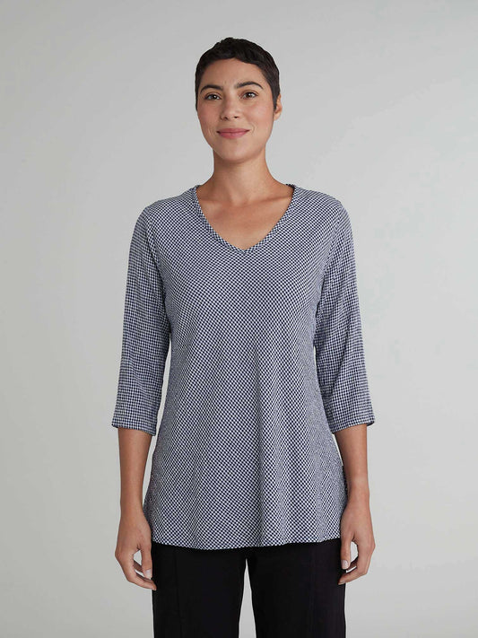 Cut Loose Crinkle Navy V-Neck Top